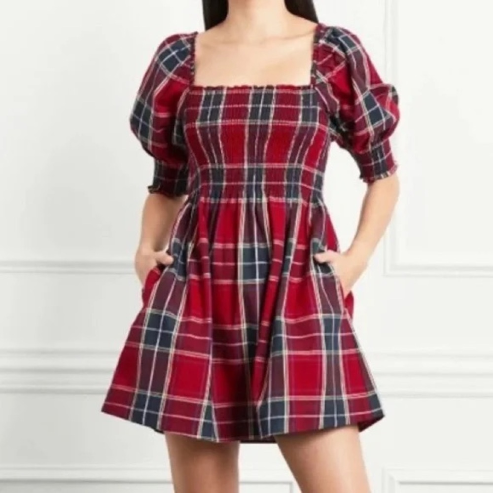 Hill House Red and Blue Plaid Mini Dress